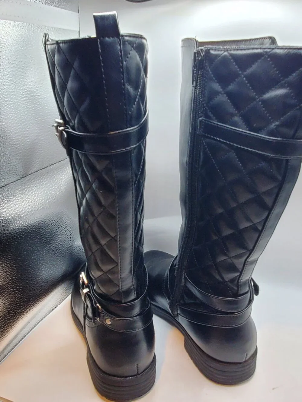 Girls' Black Quilted Size 4 Side Zip Riding Boots